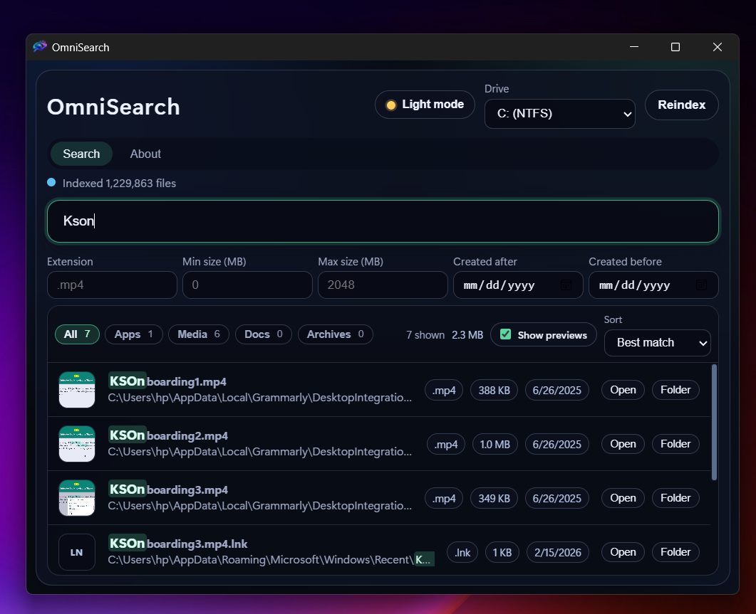 OmniSearch screenshot 1